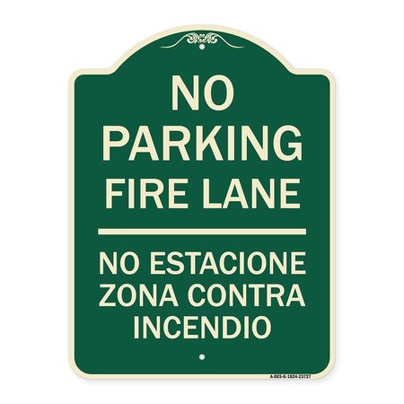 SIGNMISSION No Parking Fire Lane No Estacione Zona Contra Incendio Heavy-Gauge Alum, 24" x 18", G-1824-23727 A-DES-G-1824-23727